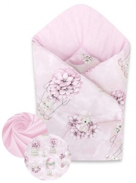 Baby Shop pólyatakaró 75x75cm - rózsaszín virágos nyuszi
