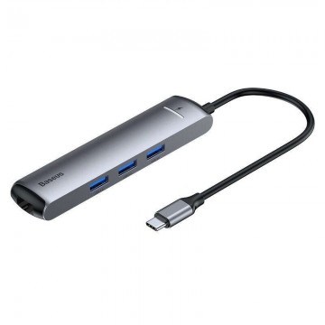 Baseus USB-C HUB 6 az 1-ben adapter 3x USB 3.0 + HDMI + RJ45 + US...