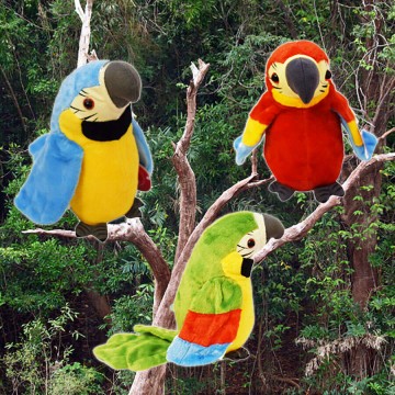 Beszélő plüss papagáj / mozgatja a szárnyait