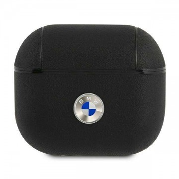 BMW BMA3SSLBK AirPods 3 tok fekete Geniune bőr ezüst logó