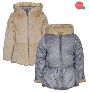 boboli téli kabát kifordítható szőrmés szív mintás 2-3 év (98...