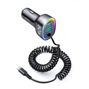 Car charger Joyroom JR-CL19, 2x USB + 2x USB-C, 60W + USB-C cable...