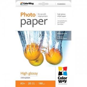 Colorway fotópapír, magasfényű (high glossy), 180 g/m2, a3+, 20...