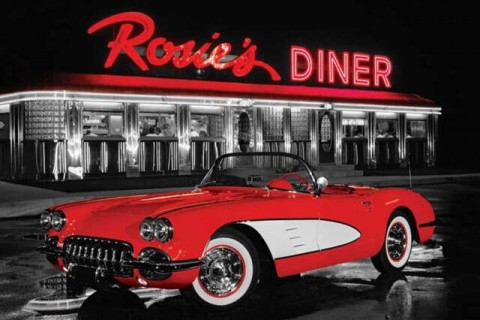 Corvette &- 039;59 with Rosie&- 039;s Diner fali dekor kép