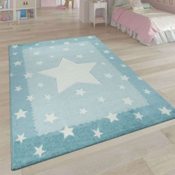 Csillagmintás kék szőnyeg, 120×170-es méretben