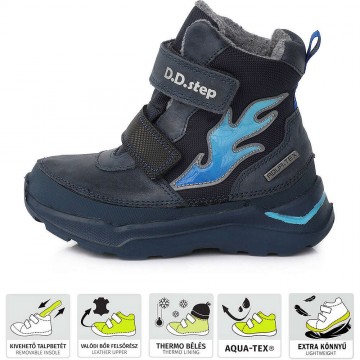 D.D.Step Lángcsóvás kék Aqua-tex bélelt cipő (Méret 25)