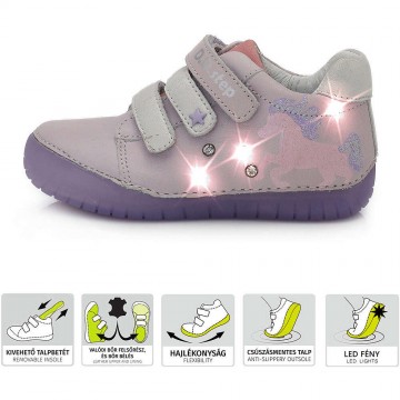 D.D.Step Lovas lila LED fényű cipő (Méret 35)