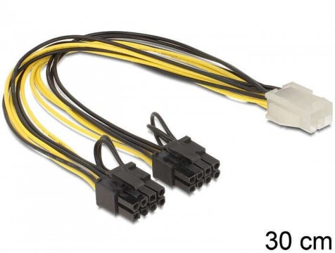 Delock 83433 PCI Express 6 pin female > 2 x 8 pin male 30 cm kábel