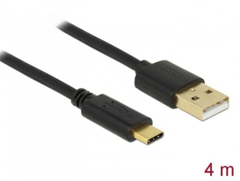 DeLOCK 83669 USB kábel 4 M USB 2.0 USB A USB C Fekete