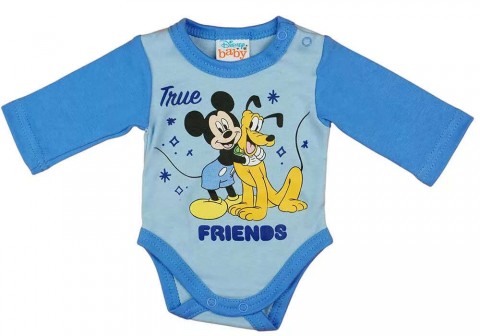 Disney hosszú ujjú baba body Mickey egér és Pluto mintával kék...