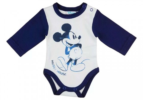 Disney Mickey hosszú ujjú baba body fehér/kék (104)