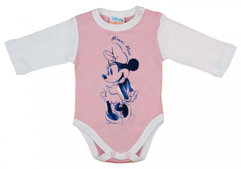 Disney Minnie hosszú ujjú baba body (62) rózsaszín/fehér