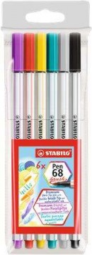 Ecsetirón készlet, STABILO "Pen 68 brush", 6 különböző...