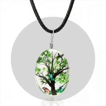 Élet fája nyaklánc – valódi virágokkal – Zöld