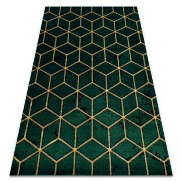 EMERALD szőnyeg 1014 glamour, elegáns kocka üveg zöld / arany...
