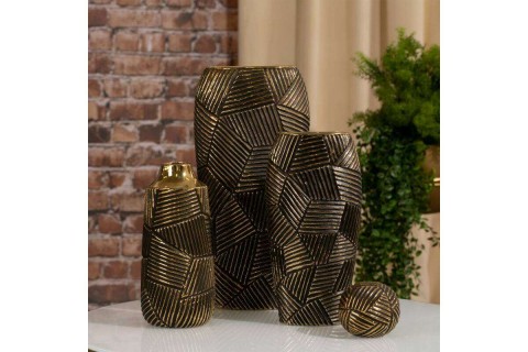 Emmi 01 kerámia váza Fekete/arany 21x9x28 cm