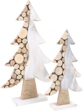 Fehér-natúr fa fenyők - karácsonyi dekoráció
