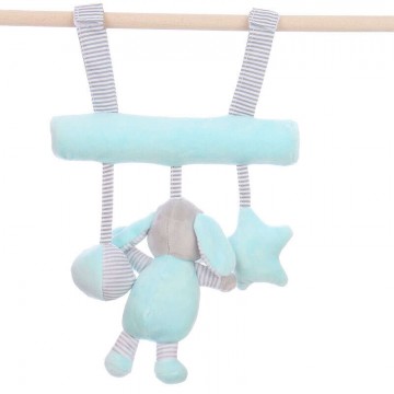 Felakasztható baby plüss játék - kék kutyás