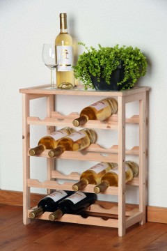 Fenyőfa bortartó állvány 16 palackhoz