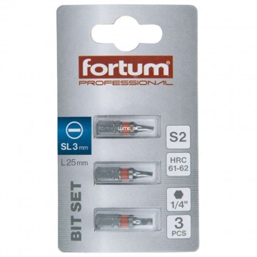 Fortum behajtó szett SL3 1/4-es egyenes hornyú 3db/csomag 4741103