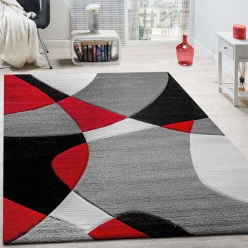 Geometriai vonalak piros szőnyeg, modell 20667, 200x290cm