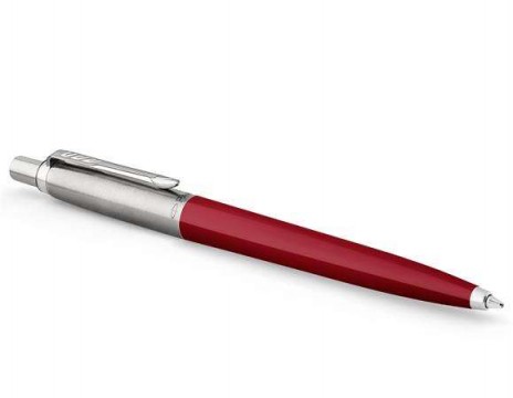 Golyóstoll, 0,7 mm, ezüst színű klip, piros tolltest, PARKER...