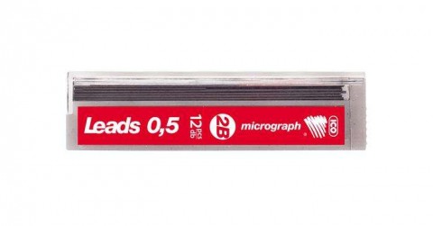 Grafitbél, 2B, 0,5 mm, ICO "Micrograph" - 12 szál/tubus