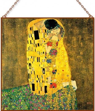 Gustav Klimt - A csók üvegkép