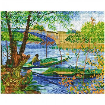 gyémántfestő kép, Van Gogh: Horgász és csónakok a Pont de...