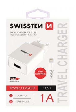 hálózati töltő adapter + lightning kábel, 1 USB port, 1 A, fehér