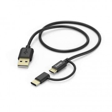 Hama 178327 2in1 USB TYPE-C adatkábel 1m fekete (178327)