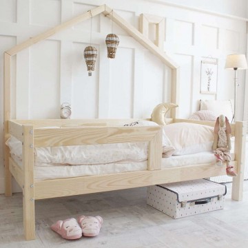 Házikó ágy - Bali gyerekágy egyenes leesésgátlóval fehér...