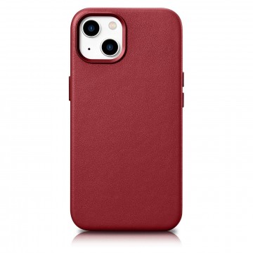 iCarer Case Leather valódi bőr tok iPhone 14 Plus piros (MagSafe ...