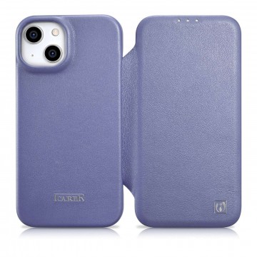 iCarer CE prémium bőr fóliatok iPhone 14 Plus Flip mágneses...