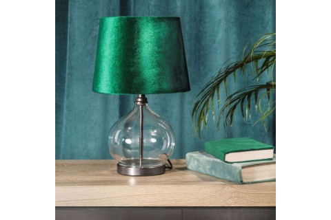 Joy asztali lámpa bársony búrával Sötétzöld 25x25x40 cm
