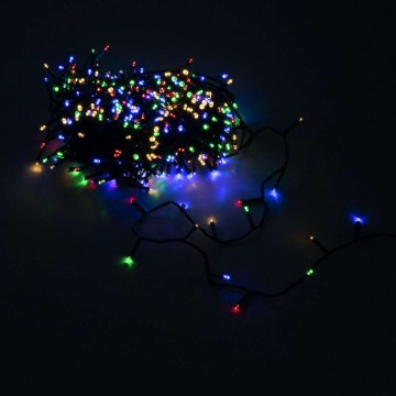  Karácsonyi LED színes Fényfüzér kültérre zöld vezetékkel