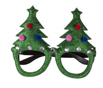 Karácsonyi szemüveg karácsonyfa pompomnokkkal