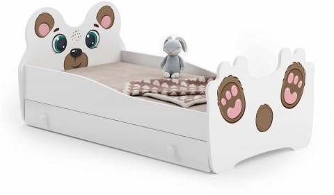 Kobi Animals Ifjúsági ágy ágyneműtartóval - Maci - fehér-barna...