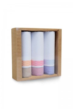 L47-13 Női textilzsebkendő 3 db, hullámkarton csomagolásban (ÖKO)
