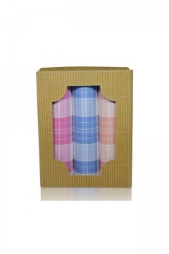 L60-1 Női textilzsebkendő 3 db, hullámkarton dobozban (ÖKO)