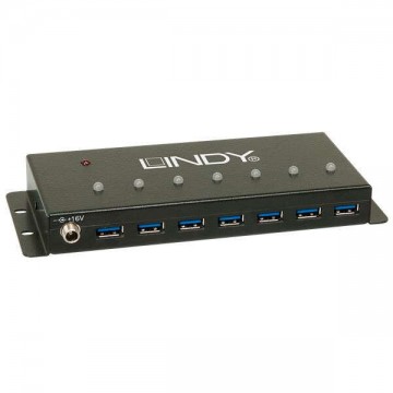 Lindy USB 3.0, 7 port, fém kialakítású hub (43128)