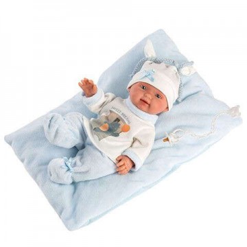 Llorens: Bebito újszülött baba kék párnával 26cm-es (26311)