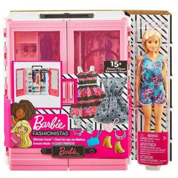 Mattel Barbie: Fashionista ruhásszekrény ruhákkal és babával...