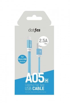 Micro USB adatkábel, töltőkábel, kék, 2,5A 1m, Dotfes A05m