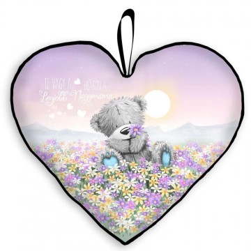 Nagy Szív Párna 45 cm x 36 cm - Maci Virágmező Mama