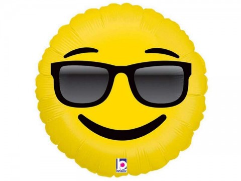 Napszemüveges Emoji fólia lufi - 46 cm