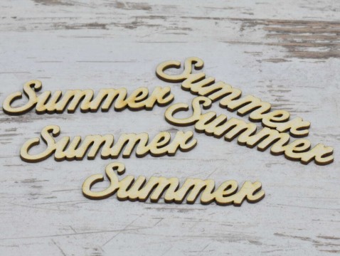 Natúr fa - "Summer" felirat 9,5cm 5db/csomag
