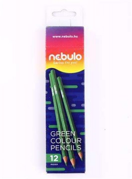 NEBULO háromszögletű zöld színes ceruza (12 db)