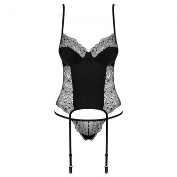 Obsessive - Sharlotte corset & thong black - Szexi fekete fűz...