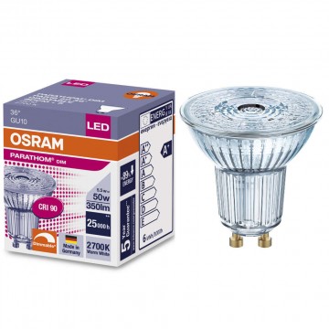 Osram GU10 LED Parathom 5,5W 350lm 2700K CRI90 melegfehér, szabál...